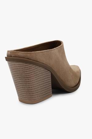 Kadın Avelia Kum Hakiki Süet Deri Topuklu Terlik