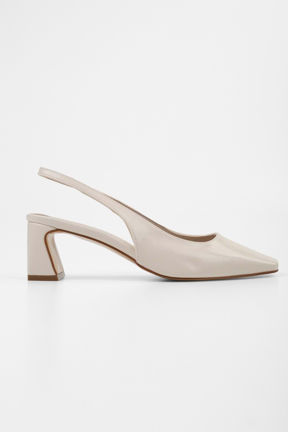 Kadın Vinte Ekru Cilt Küt Burunlu Stiletto