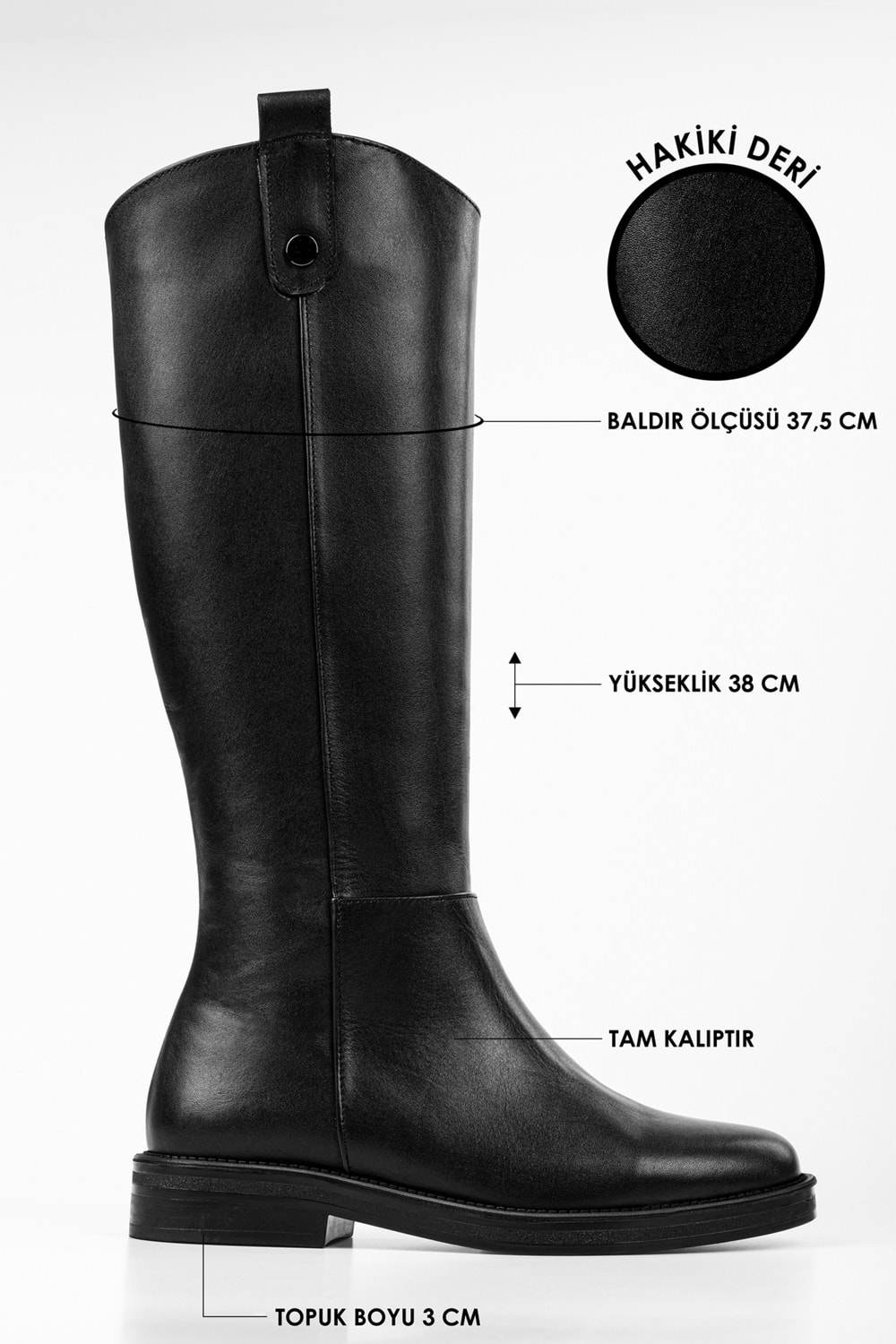 Kadın Lena Siyah Hakiki Deri Çizme