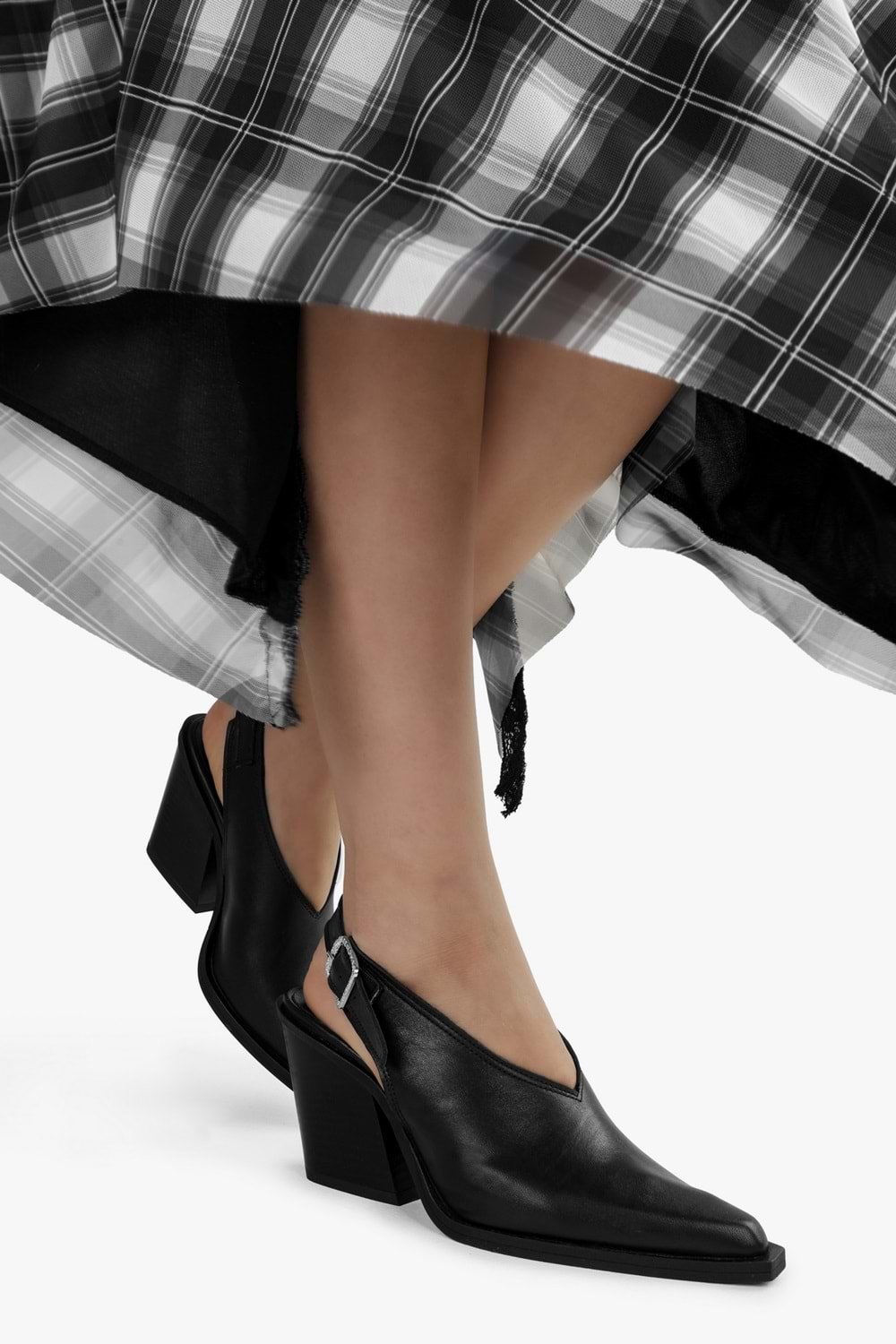 Kadın Solira Siyah Hakiki Deri Western Topuklu Ayakkabı