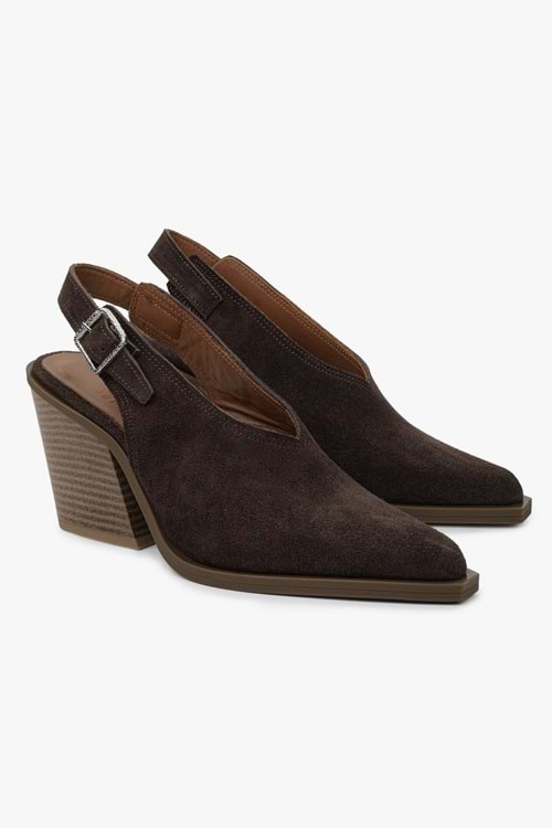 Kadın Solira Kahve Hakiki Süet Deri Western Topuklu Ayakkabı