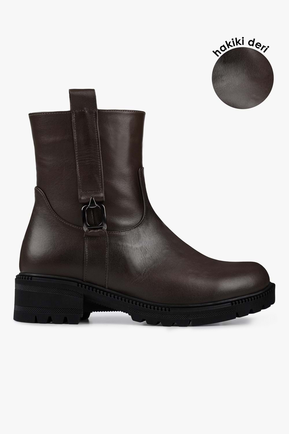 Kadın Raze Koyu Kahve Hakiki Deri Bot