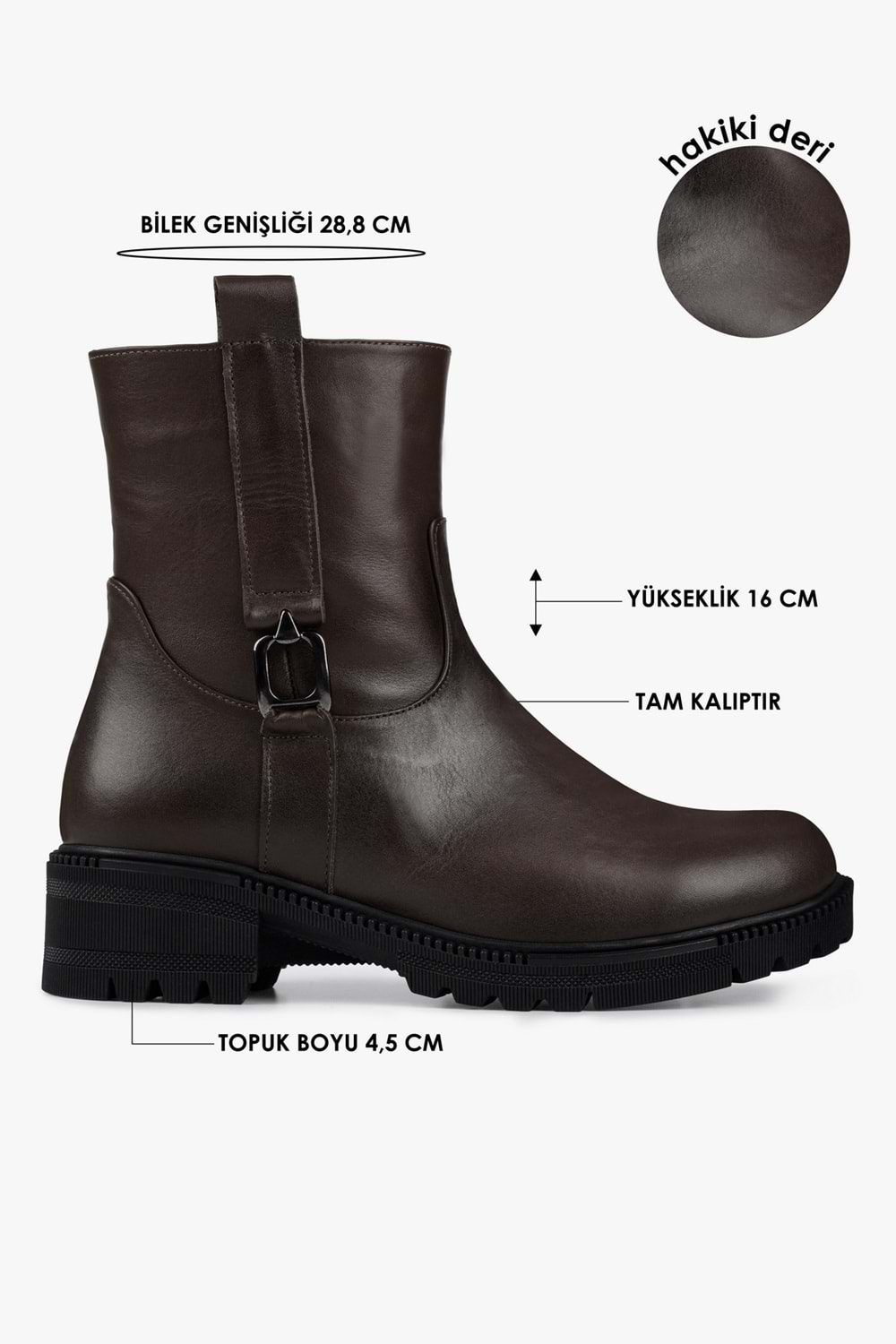 Kadın Raze Koyu Kahve Hakiki Deri Bot