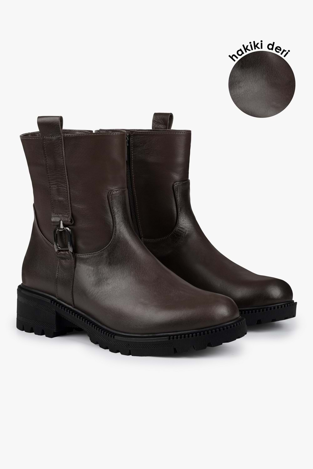 Kadın Raze Koyu Kahve Hakiki Deri Bot