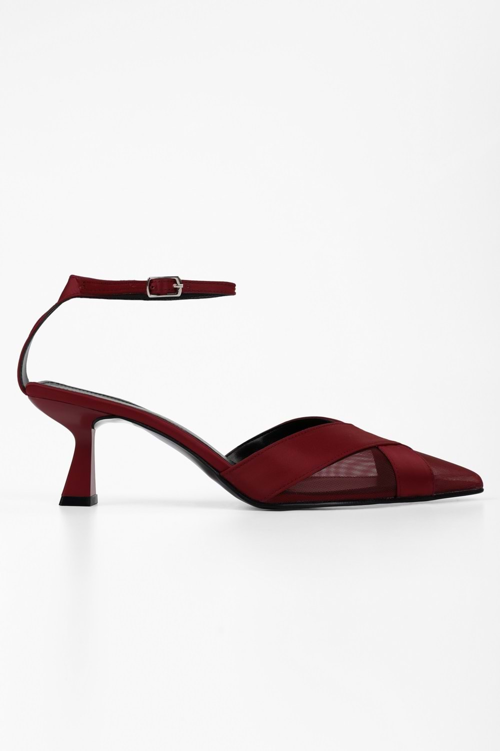 Kadın Oira Bordo Saten Stiletto