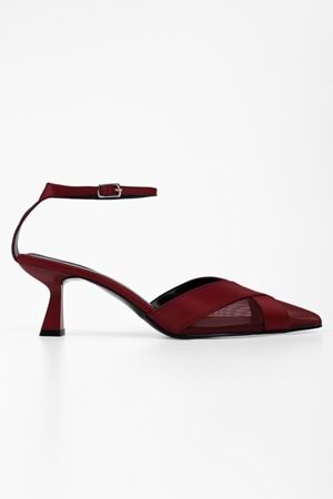 Kadın Oira Bordo Saten Stiletto
