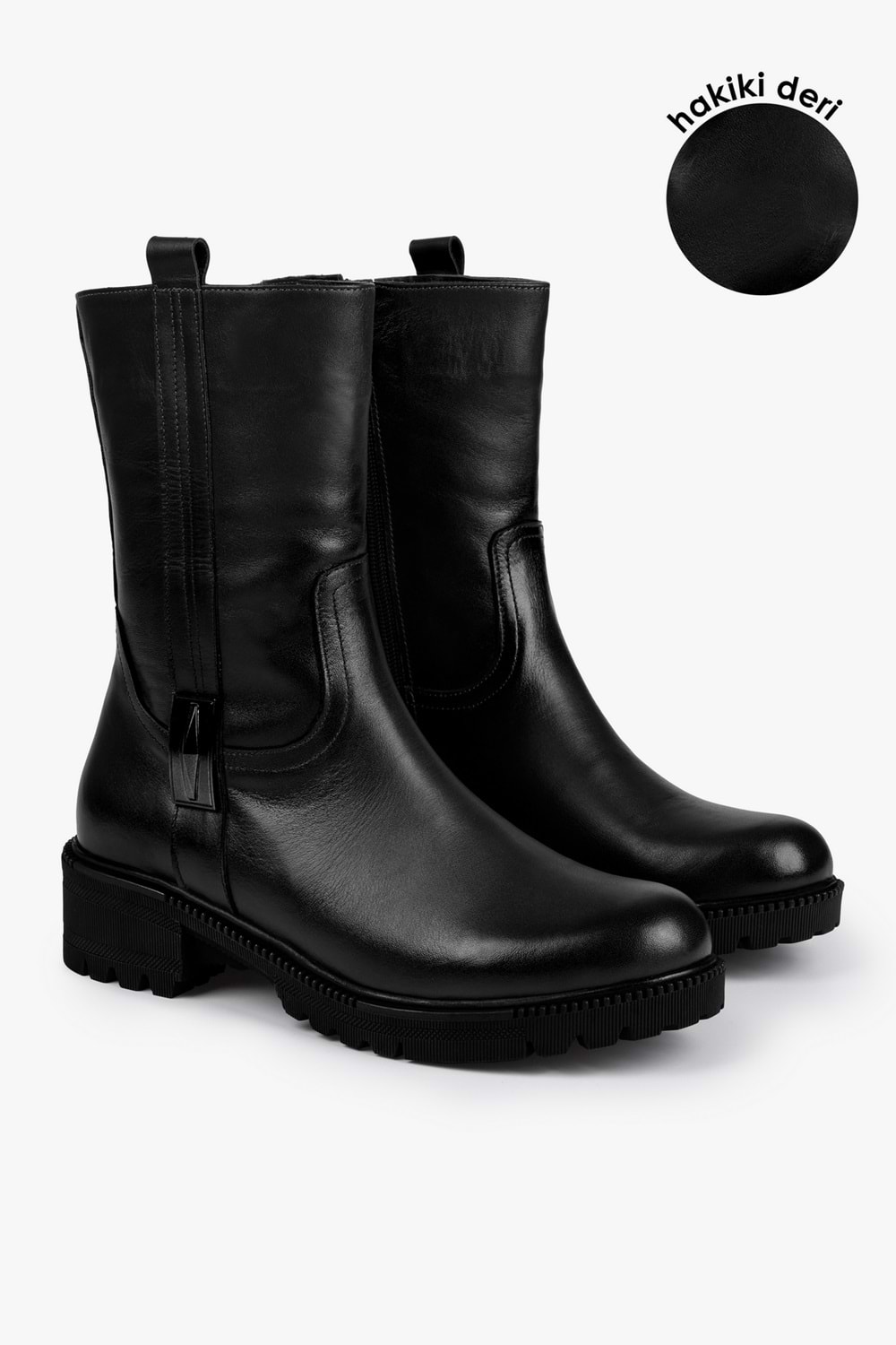 Kadın Axel Siyah Hakiki Deri Bot