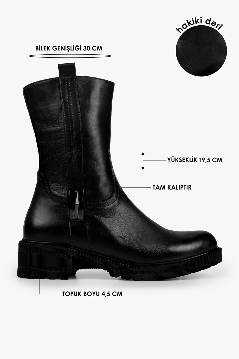 Kadın Axel Siyah Hakiki Deri Bot