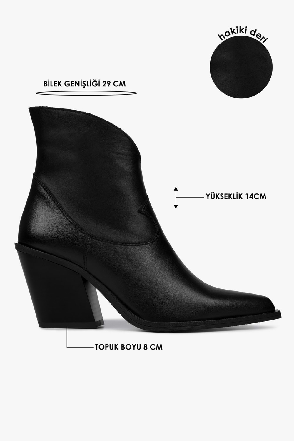 Kadın Kael Siyah Hakiki Deri Kovboy Bot