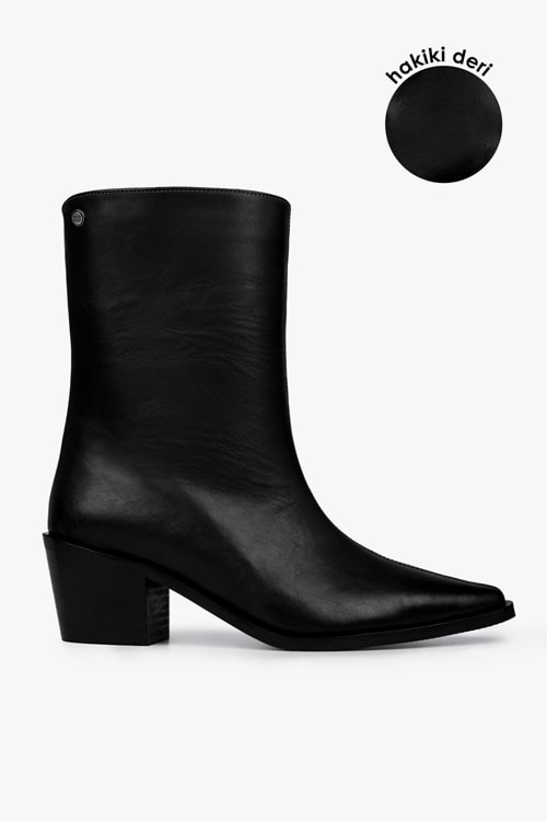 Kadın Glac Siyah Hakiki Deri Bot