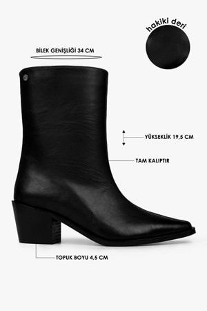 Kadın Glac Siyah Hakiki Deri Bot
