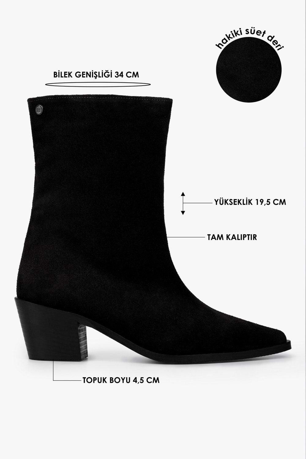 Kadın Glac Siyah Hakiki Süet Deri Bot