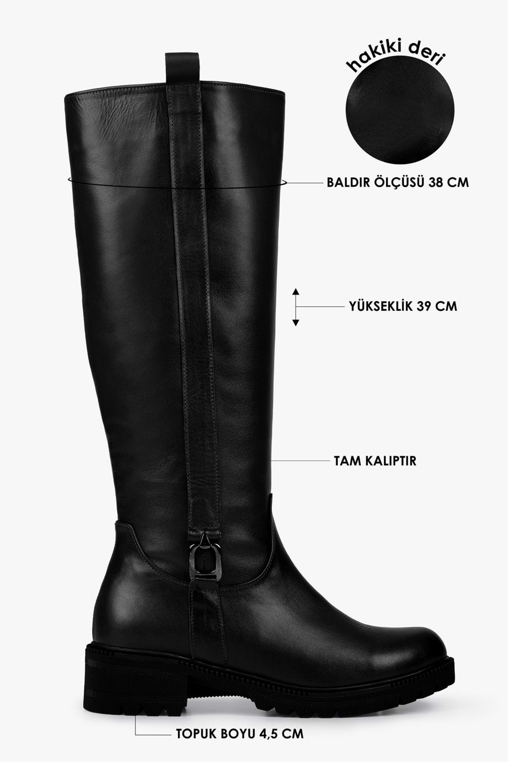 Kadın Frost Siyah Hakiki Deri Çizme