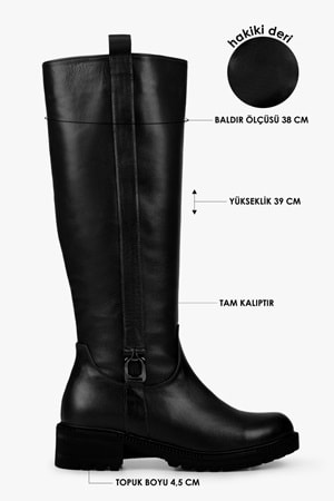 Kadın Frost Siyah Hakiki Deri Çizme