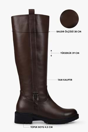 Kadın Frost Kahve Hakiki Deri Çizme