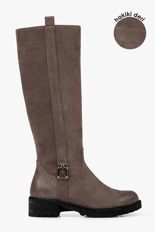 Kadın Frost Vizon Hakiki Deri Nubuk Çizme