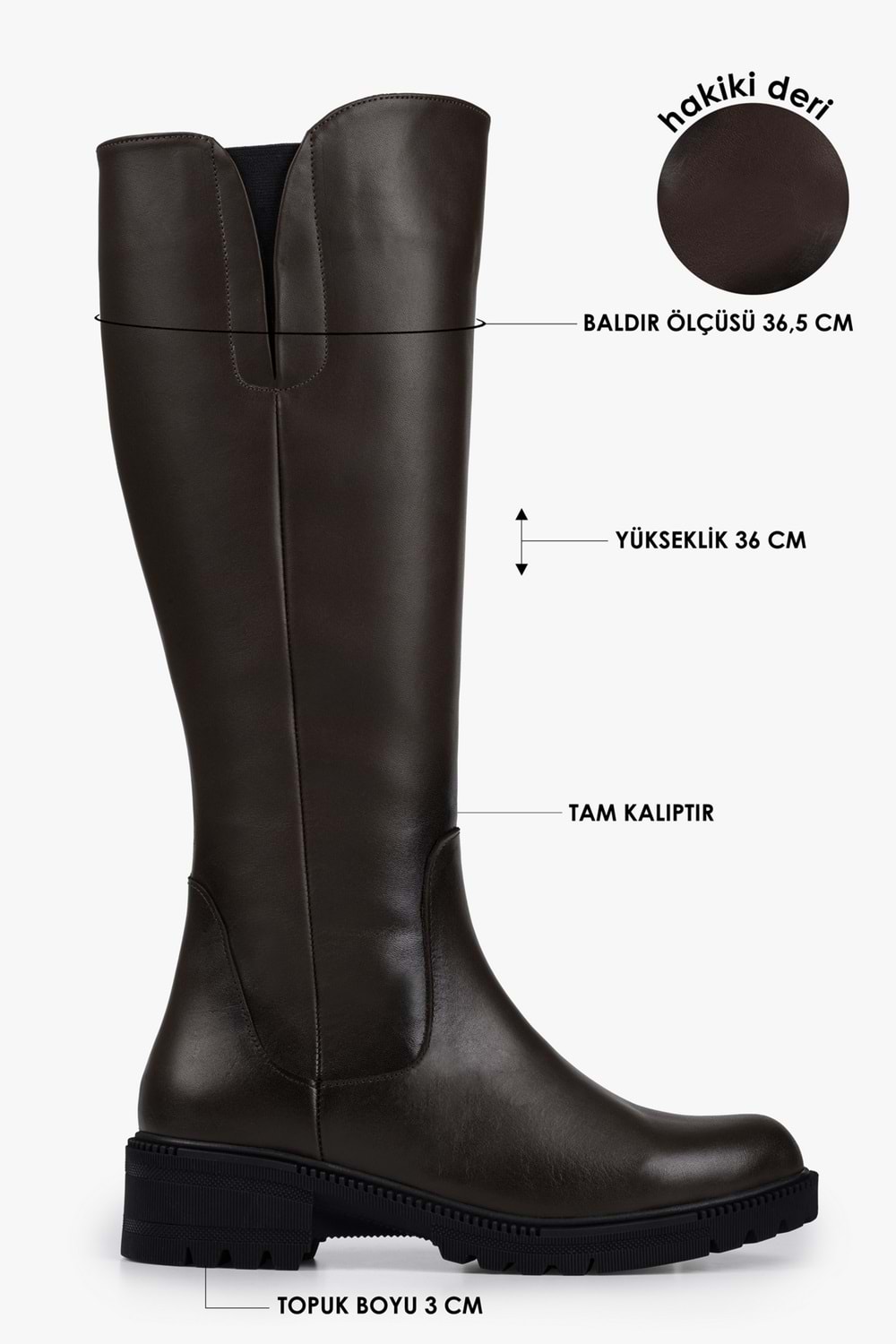 Kadın Perla Kahve Hakiki Deri Çizme