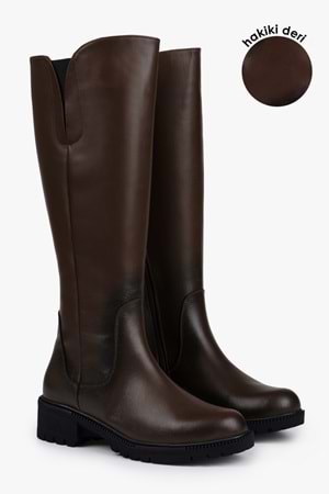 Kadın Perla Açık Kahve Hakiki Deri Çizme