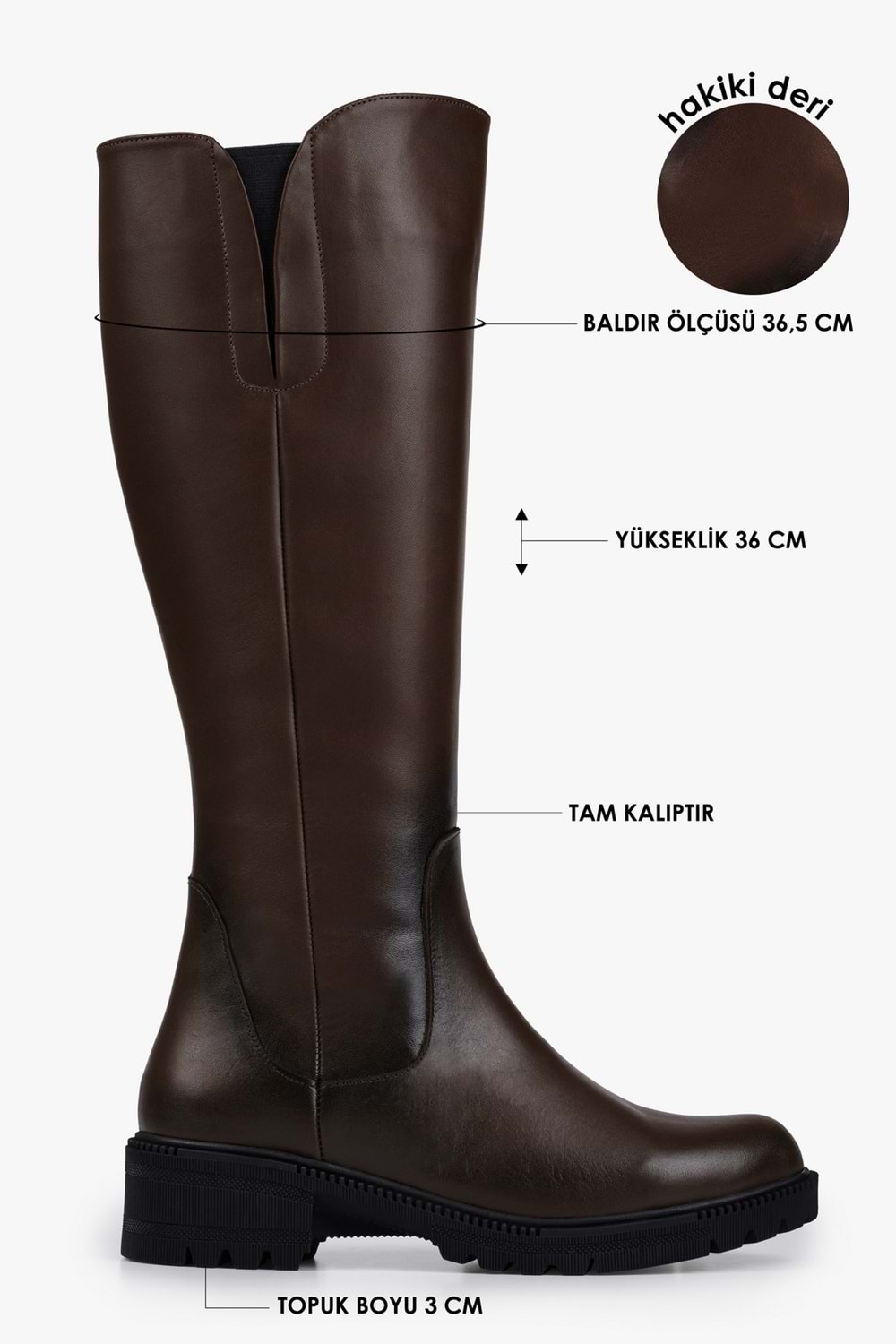 Kadın Perla Açık Kahve Hakiki Deri Çizme