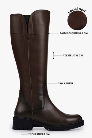 Kadın Perla Açık Kahve Hakiki Deri Çizme