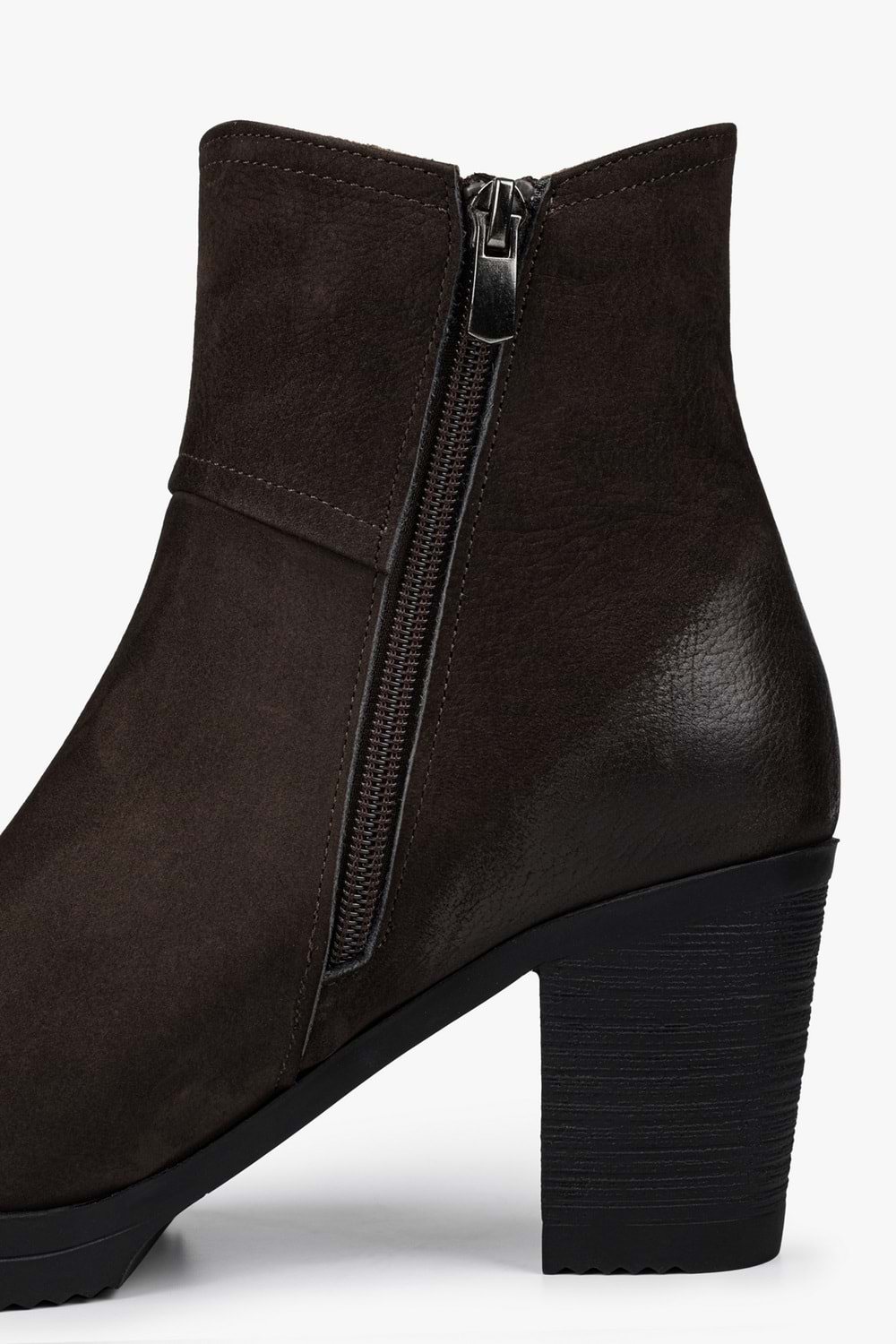 Kadın Hero Kahve Hakiki Deri Nubuk Topuklu Bot