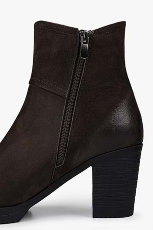 Kadın Hero Kahve Hakiki Deri Nubuk Topuklu Bot