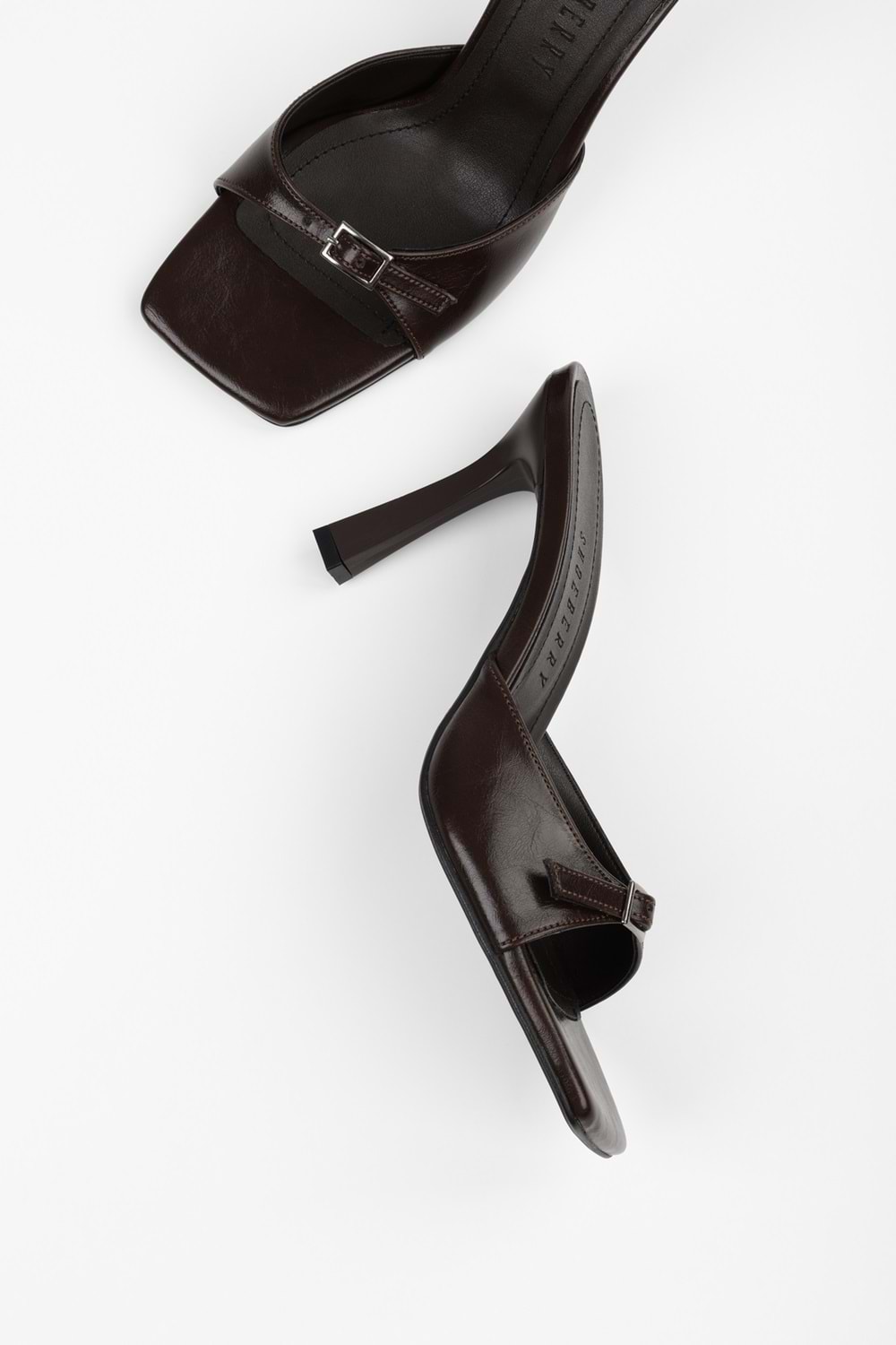 Kadın Vionne Acı Kahve Parlak Kemerli Topuklu Terlik