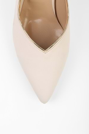 Kadın Elan Ten Zara Saten Kısa Topuklu Stiletto