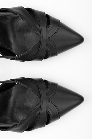 Kadın Liora Siyah Cilt Kısa Topuklu Stiletto