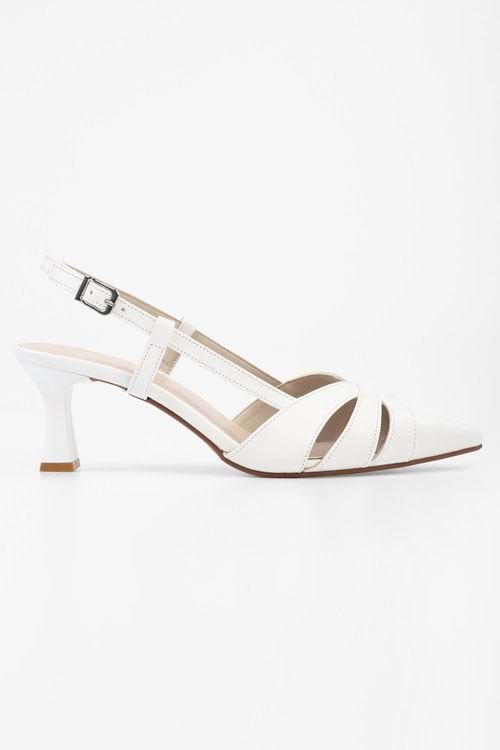Kadın Liora Beyaz Cilt Kısa Topuklu Stiletto
