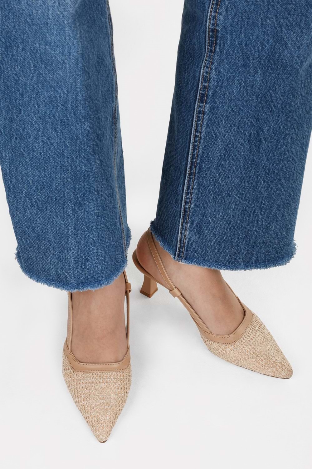 Kadın Ravie Bej Hasır Stiletto