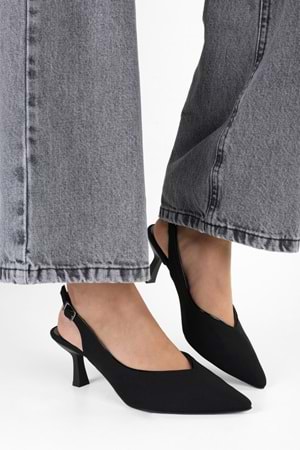 Kadın Saphira Siyah Saten Kısa Topuklu Stiletto
