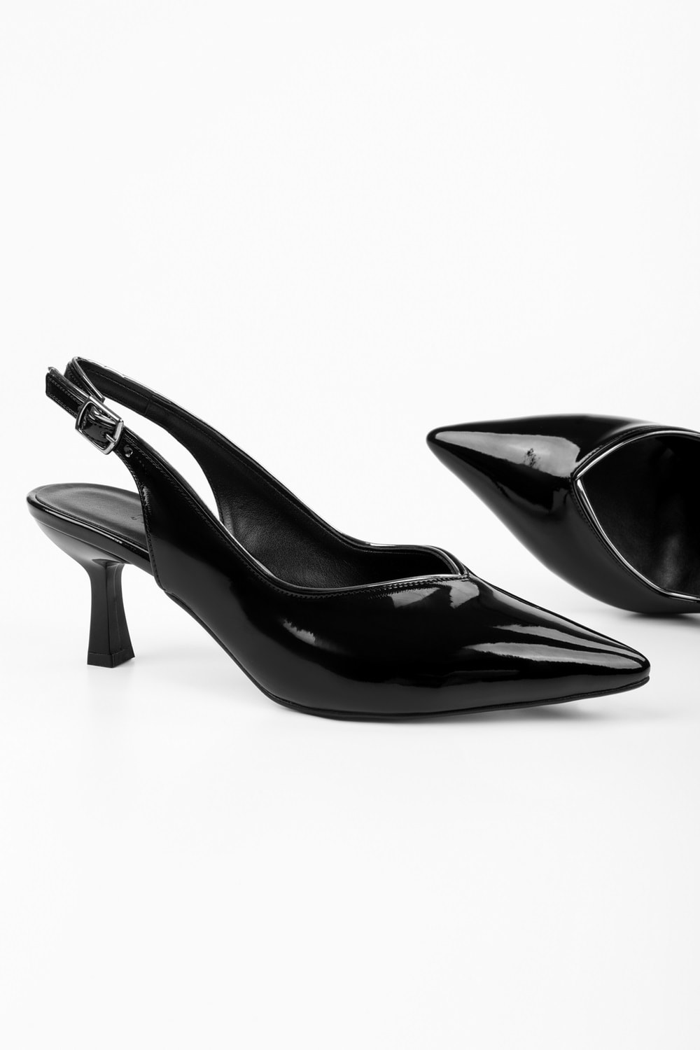 Kadın Saphira Siyah Rugan Kısa Topuklu Stiletto