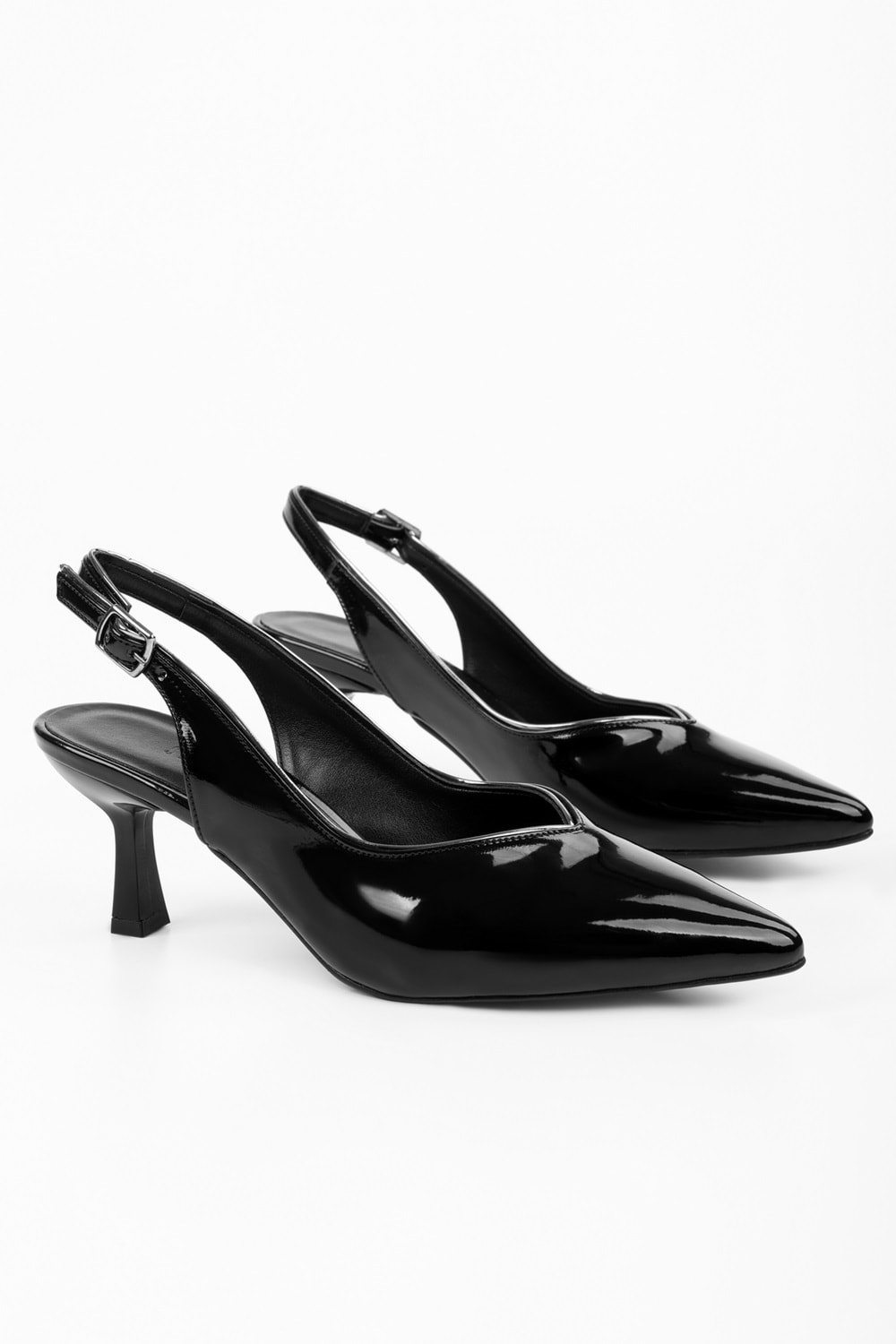 Kadın Saphira Siyah Rugan Kısa Topuklu Stiletto