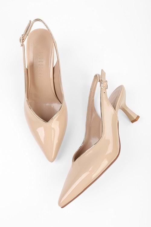 Kadın Saphira Ten Rugan Kısa Topuklu Stiletto