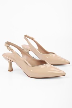 Kadın Saphira Ten Rugan Kısa Topuklu Stiletto