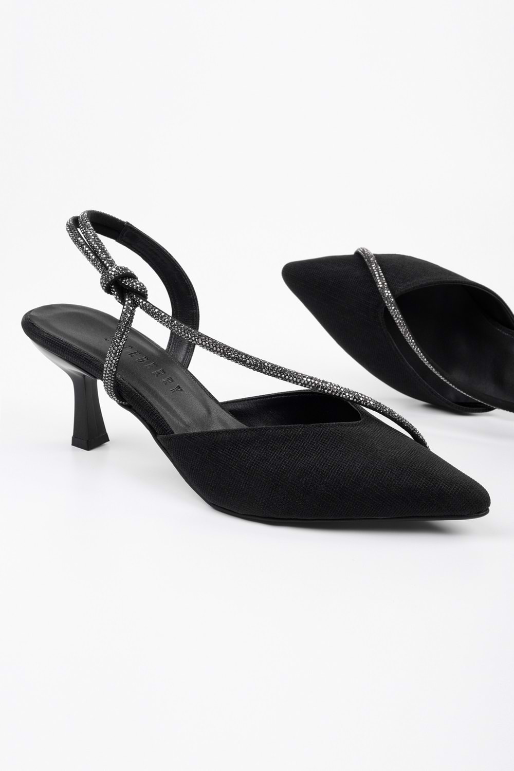 Kadın Hush Siyah Simli Kısa Topuklu Stiletto