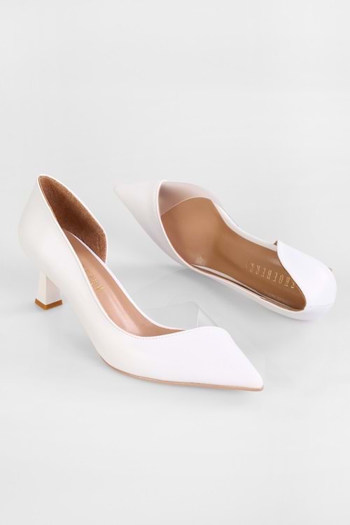 Kadın Millie Beyaz Cilt Şeffaf Detaylı Topuklu Ayakkabı Stiletto