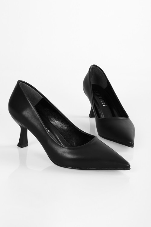 Kadın Zahara Siyah Cilt Topuklu Ayakkabı Stiletto
