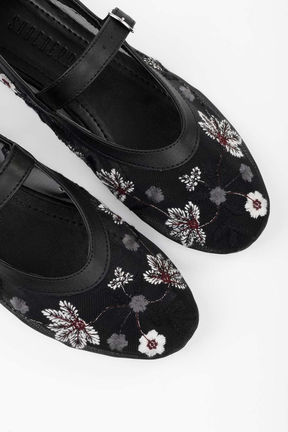 Kadın Floral Siyah Fileli Babet