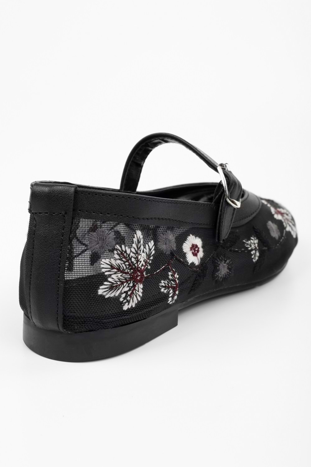 Kadın Floral Siyah Fileli Babet