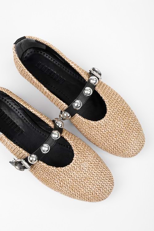 Kadın Raffia Ten Hasır Babet