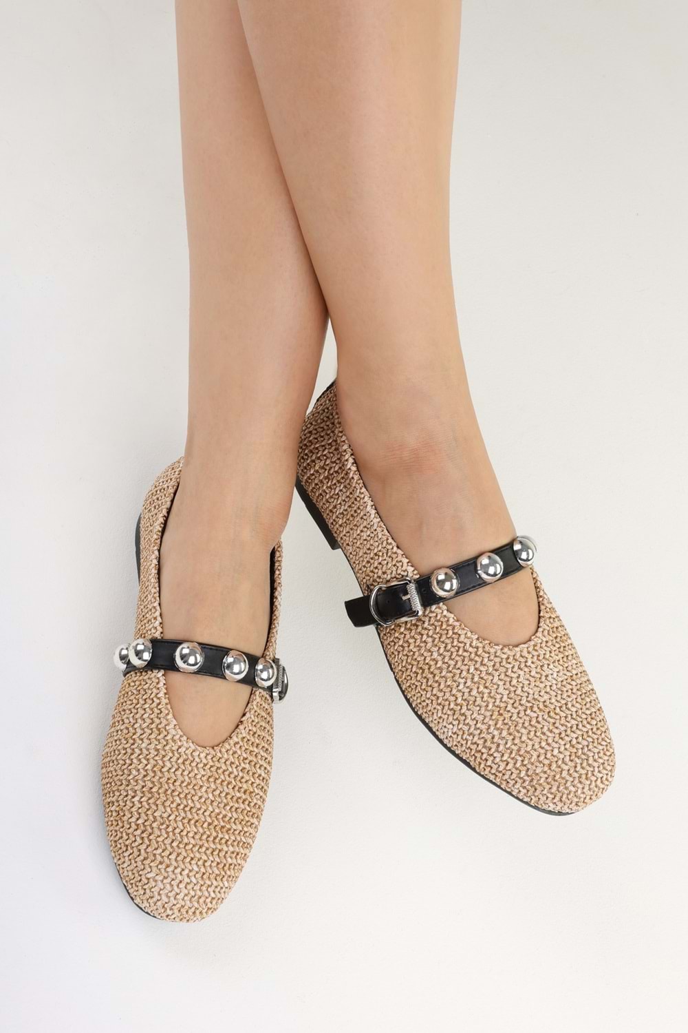 Kadın Raffia Ten Hasır Babet