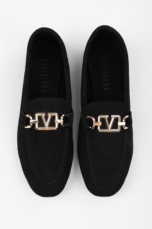 Kadın Sufe Siyah Süet Tokalı Babet