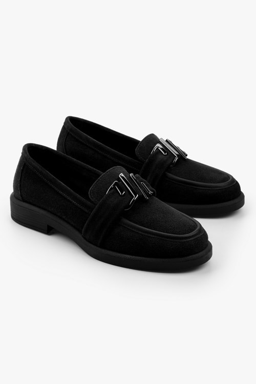 Kadın Sorell Siyah Süet Toka Detaylı Loafer