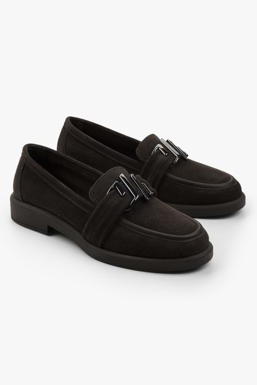 Kadın Sorell Kahve Süet Toka Detaylı Loafer