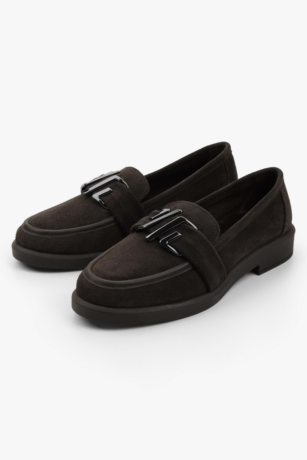 Kadın Sorell Kahve Süet Toka Detaylı Loafer