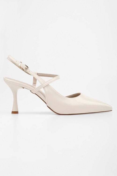 Kadın Nella Ekru Cilt Stiletto