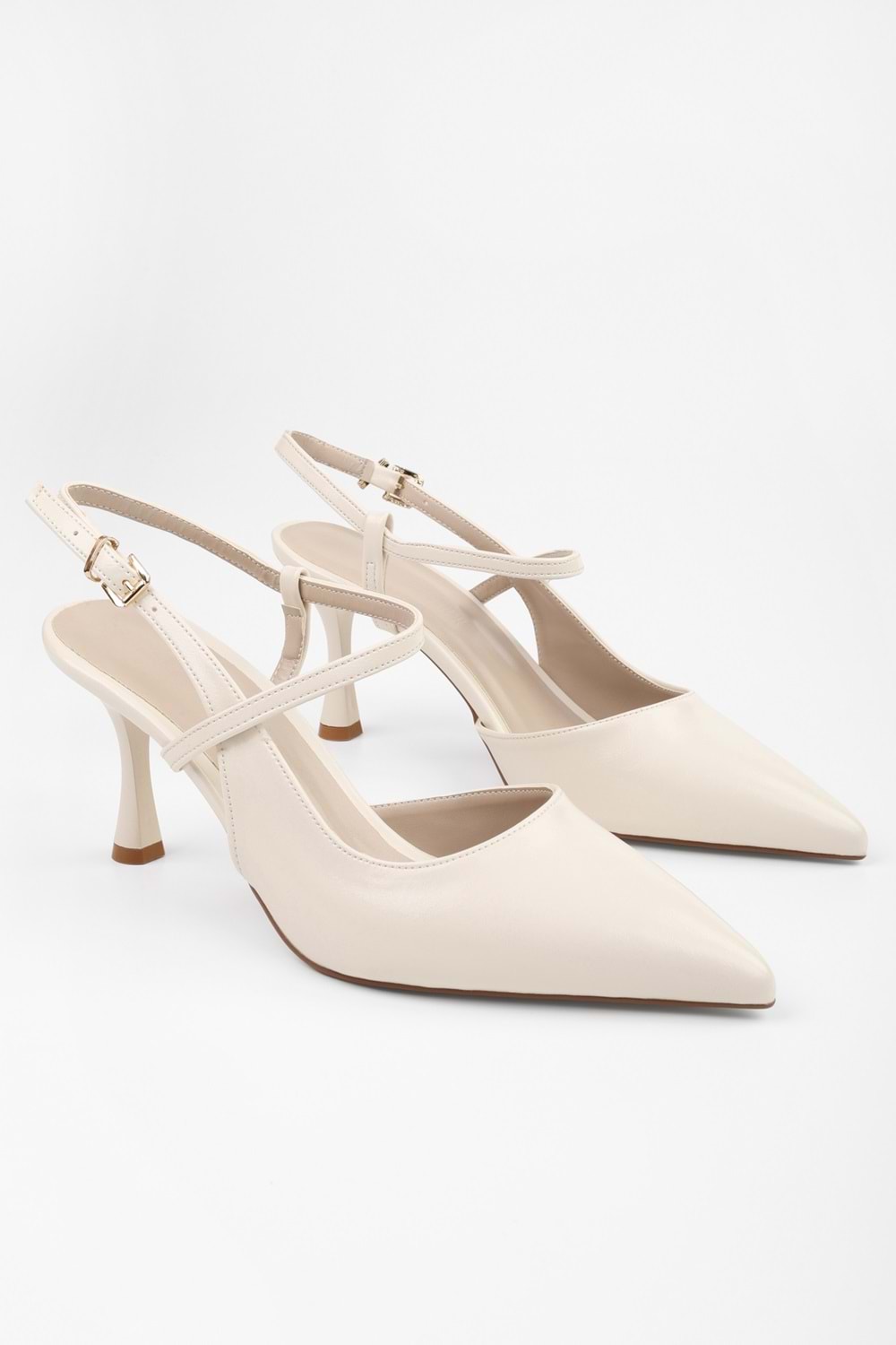 Kadın Nella Ekru Cilt Stiletto