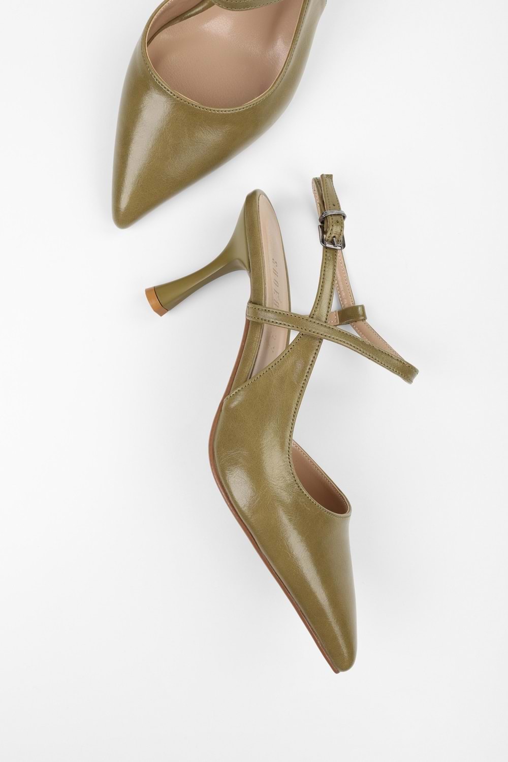 Kadın Nella Yağ Yeşili Cilt Stiletto